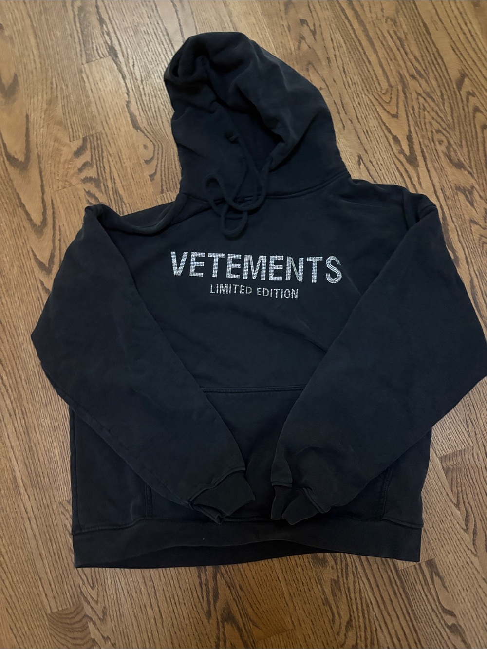 Vetements Black Hoodie with Silver Logo